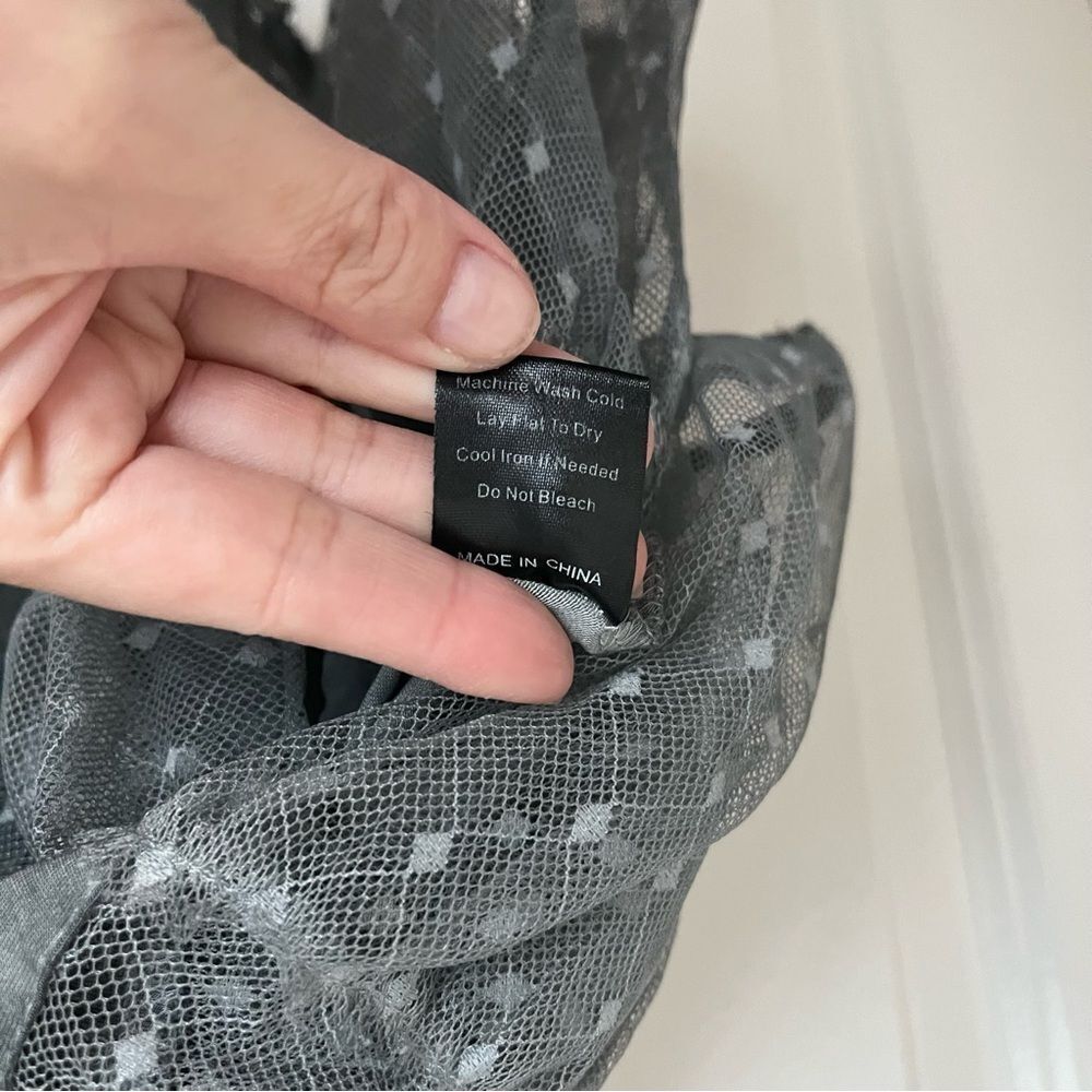 NEW Pol Boho Lace Acid Wash Back Lace Tie Zip Tank Grey Medium Whimsigoth Witchy - Picture 5 of 7